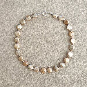 GOLD COIN PEARL NECKLACE--16"